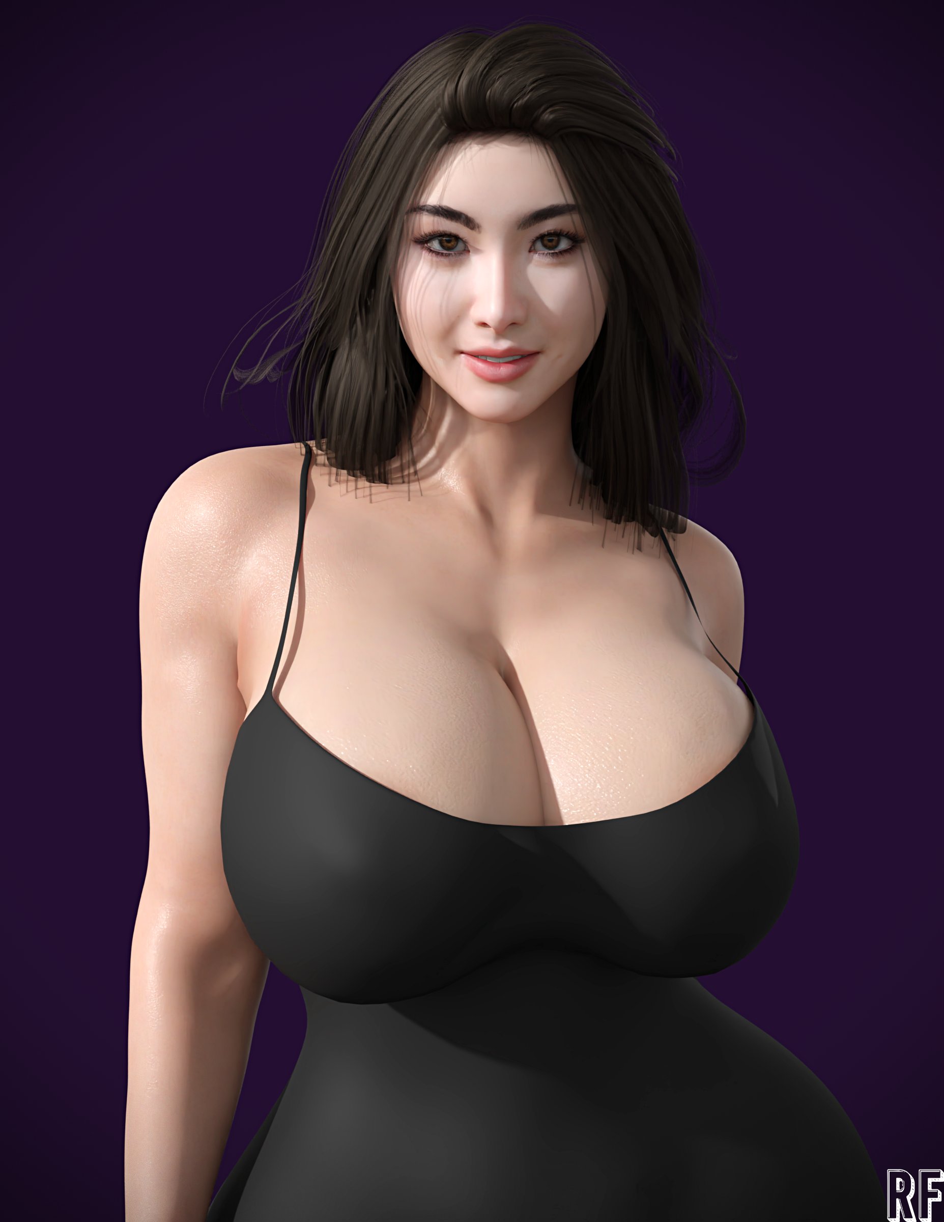 1girls, 3d, absurd res, asian, asian female, dress, female, female only, hi res, mature female, milf, original, original character, rude frog, solo, space mom (rudefrog)