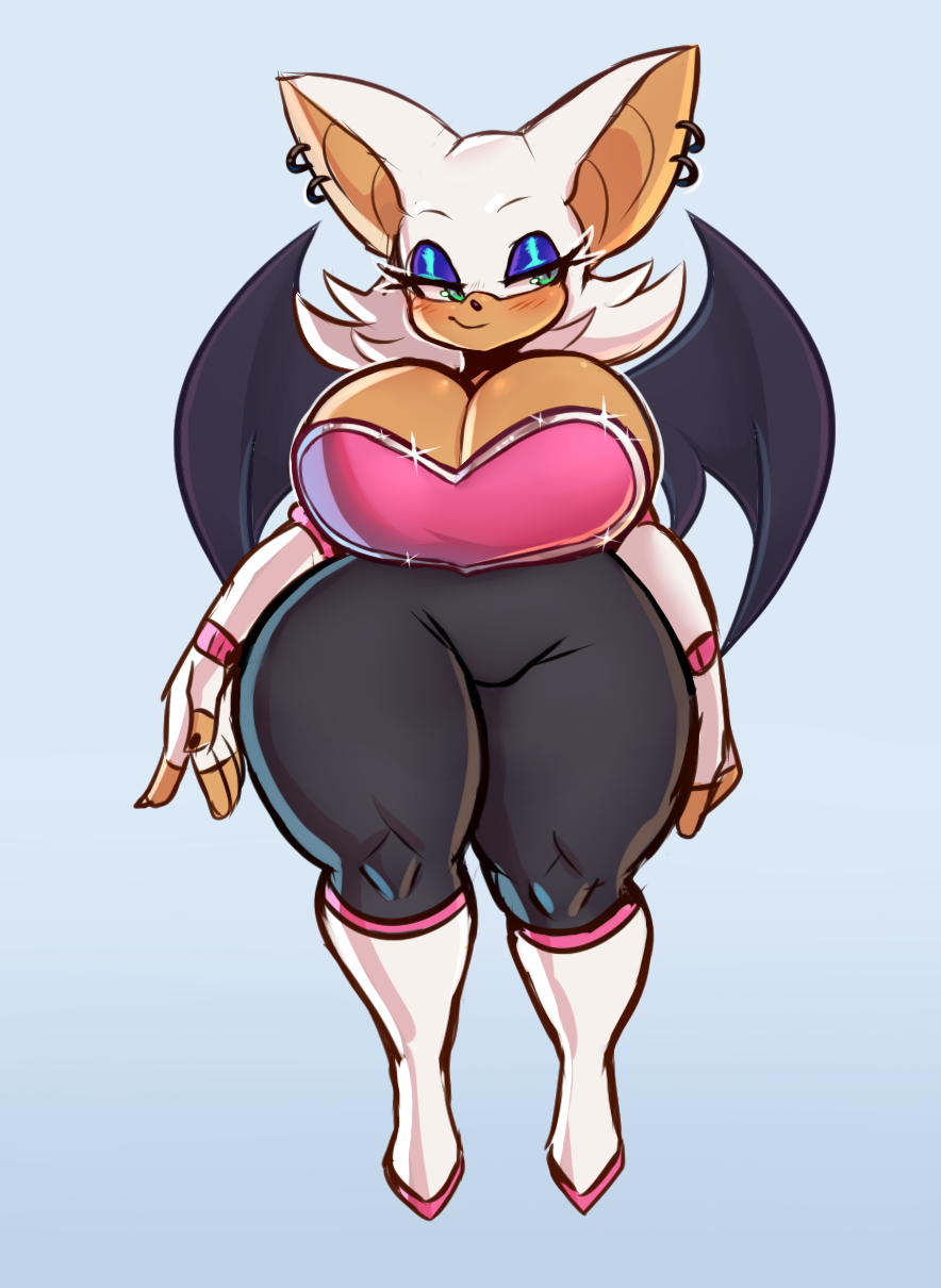 1girls, 2022, 2d, alternate version available, bat, bat wings, big breasts, blue background, blush, blush lines, blushing, boots, breasts, cleavage, clothed, clothing, earrings, eyelashes, eyeshadow, female, female only, fingerless gloves, front view, fully clothed, fur, furrreun, furry, furry female, furry only, gloves, gradient background, green eyes, half-closed eyes, looking away, mobian, mobian (species), mobian bat, piercing, png, posing, rouge the bat, sega, solo, solo female, sonic (series), sonic adventure 2, sonic the hedgehog (series), tan skin, thick, thick legs, thick thighs, tight clothing, white fur, wide hips, wings