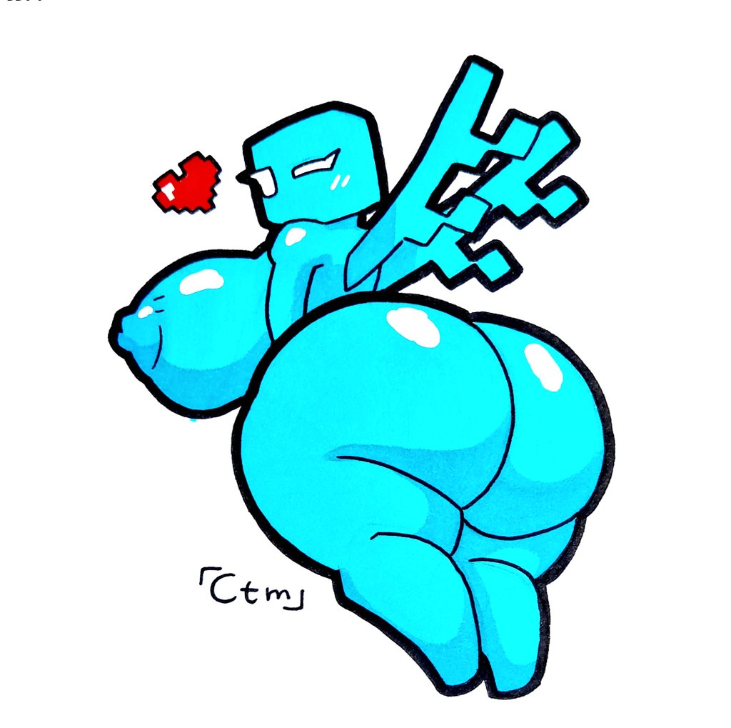 allay_(minecraft) big_ass big_breasts blue_body blue_skin breasts bubble_butt female huge_ass minecraft mob_face mob_vote mr.ctm nub_feet pixel_heart tagme