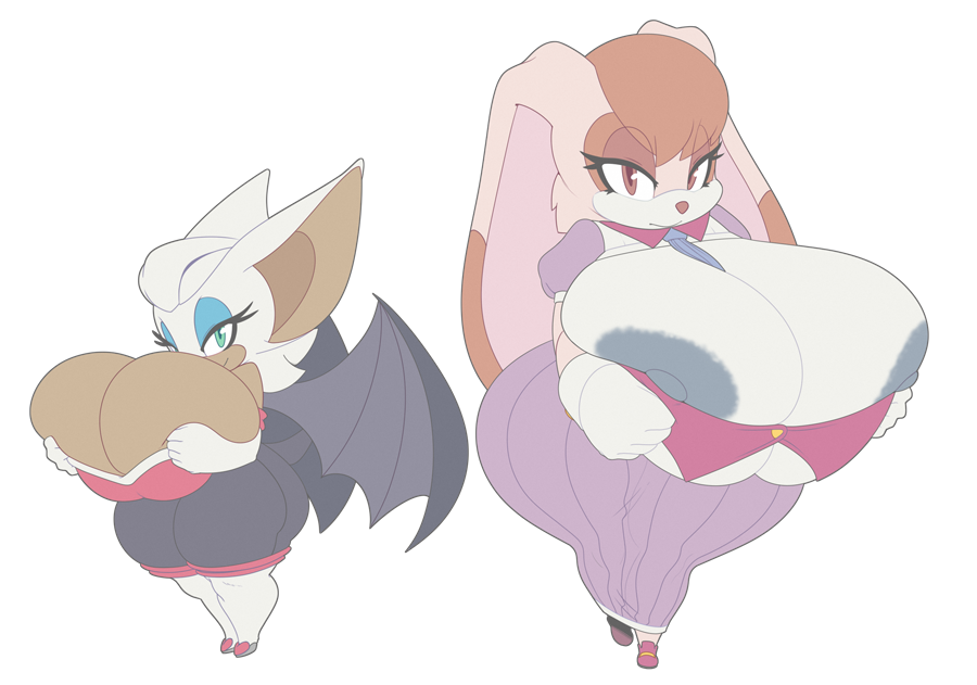 2girls big_breasts breasts female huge_breasts kendalljt multiple_girls rouge_the_bat sega sonic_(series) tagme vanilla_the_rabbit