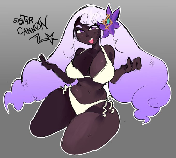 bikini, dark skin, dark-skinned female, female, female focus, female only, game freak, jacinthe (pokemon), nintendo, pokemon, pokemon legends: z-a, purple eyes, purple hair, st4rcannon, yukari (pokemon)