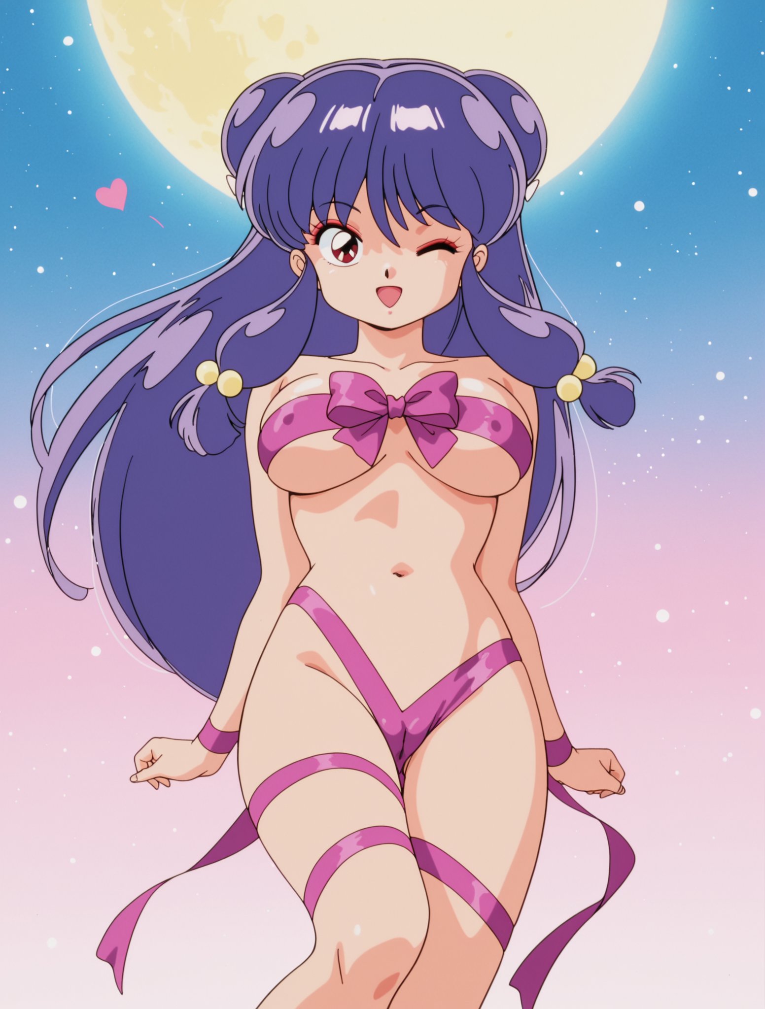 1girls, accurate art style, ai generated, airetromonger, female, long hair, purple hair, ranma 1/2, retro artstyle, shampoo (ranma 1/2)