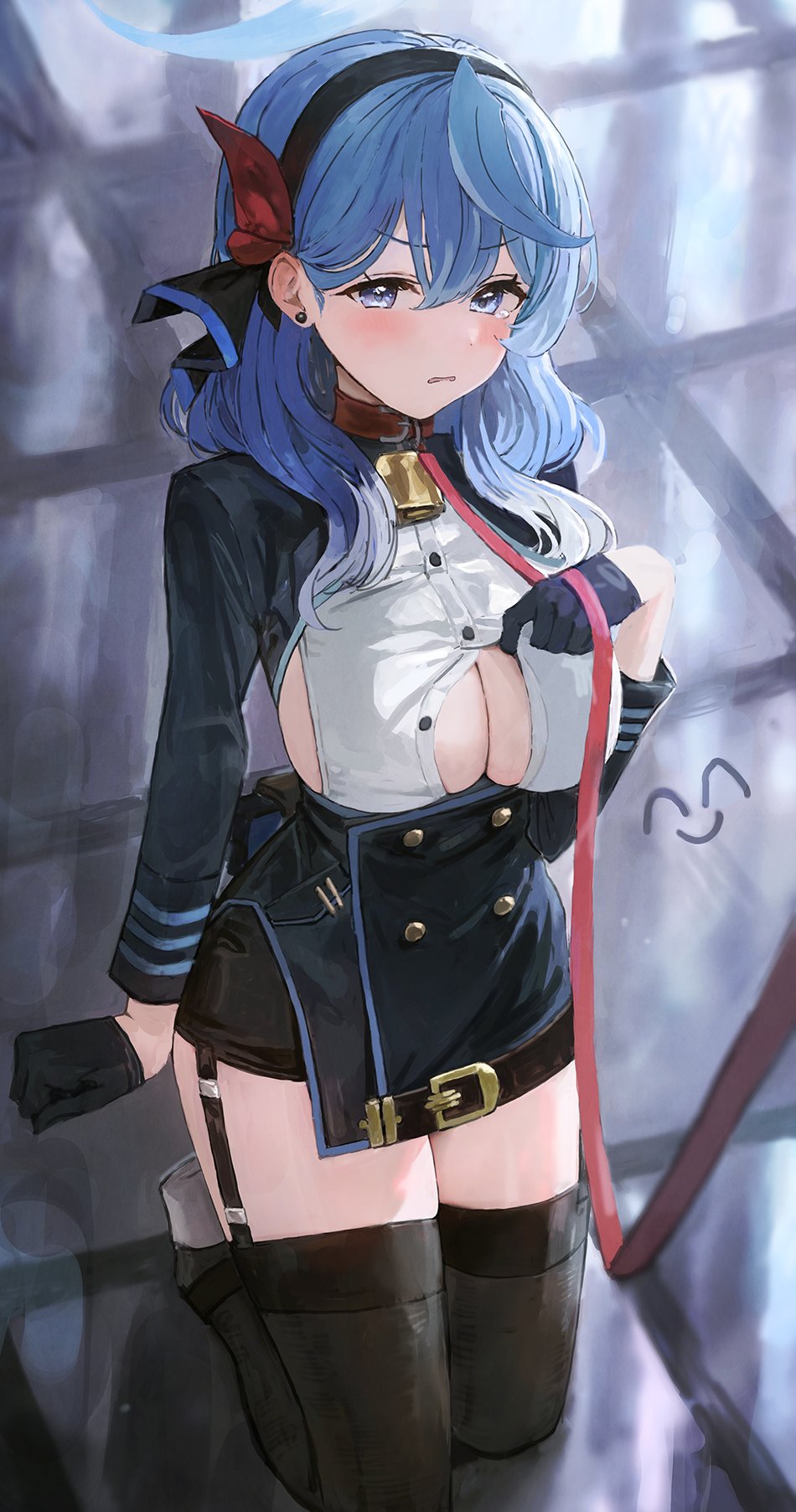 1girls ako_(blue_archive) angry big_breasts blue_archive blue_eyes blue_hair boob_window breasts breasts_out buttons cleavage clothing collar cowbell curly_hair curvy disgusted dominant_male domination forced forced_exposure forced_presentation gehenna_academy_student glaring hair hair_ornament hand_on_leg highres hourglass_figure huge_breasts humiliation kneeling kneeling_female large_breasts leash leash_and_collar leash_pull leashed_pov long_hair looking_at_viewer no_bra prefect_team_(blue_archive) public public_humiliation public_nudity ribbon school_uniform showing showing_breasts showing_off sideboob solo solo_female sonchi submissive submissive_female tears thick_thighs thigh_strap thighhigh_boots thighhighs thighs unbuttoned unbuttoned_shirt undressing voluptuous