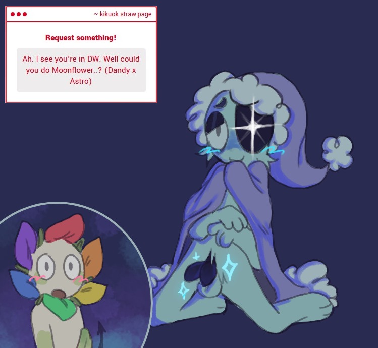 2 penises, 2boys, astro (dandy's world), blue body, blue skin, dandy (dandy's world), dandy's world, diphallia, diphallism, flower, gay, kikuok, male, male only, male/male, moon, moonflower (dandy's world), multi genitalia, multi penis, penis, request, self upload, sleepy
