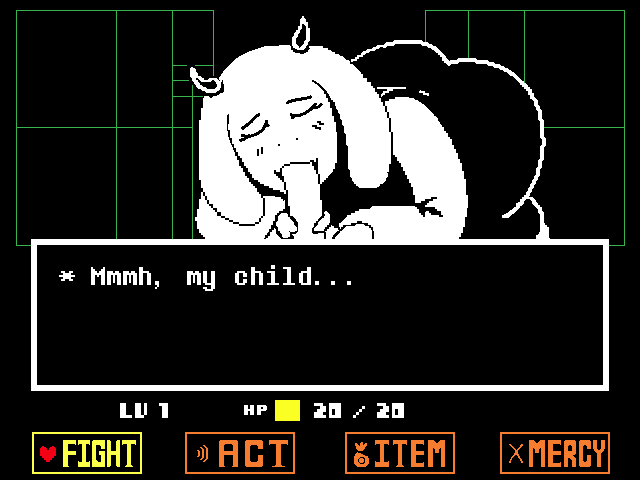 animated, ass, ass in dress, blowjob, female, front view, furry, game, game ui, gif, horns, milf, pixel art, text box, thick ass, toriel, undertale, undertale (series), undertale fanfiction