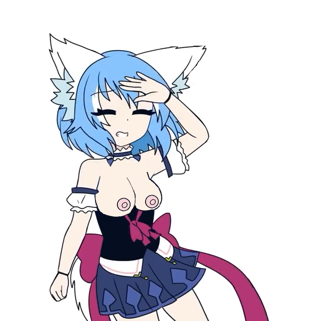 animal animation_meme_community anthro blue_hair breasts ears edit fainting hand_on_head leaning pained_expression singer sophie_xeon virtual_youtuber wolf_girl wolfychu youtube youtuber