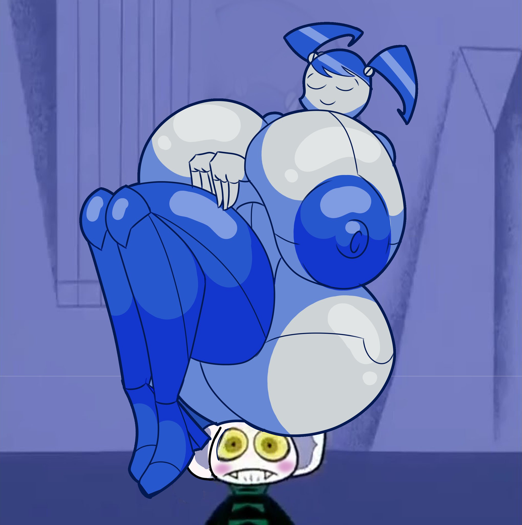 1girls, ass, big ass, big breasts, blush, braved13, breasts, female, female focus, huge ass, huge breasts, hyper, hyper ass, hyper breasts, hyper hourglass, jenny wakeman, large ass, large breasts, metallic body, my life as a teenage robot, smooth skin, thick thighs, xj-9