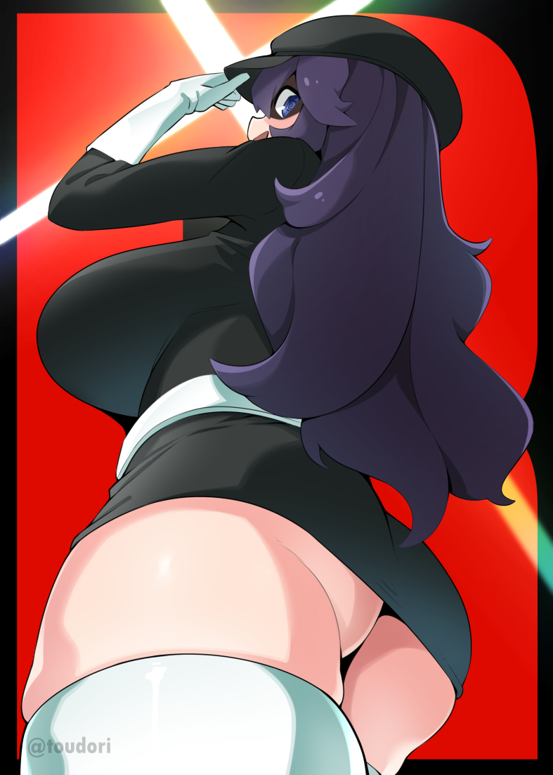 1girls, alternate breast size, alternate costume, ass, ass hanging out, ass hanging out of skirt, big ass, breasts, cap, corruption, cosplay, enemy conversion, female, game freak, hex maniac, large breasts, long hair, miniskirt, nintendo, pokemon, purple hair, revealing clothes, skirt, team rocket, team rocket uniform, thick thighs, thighs, toudori