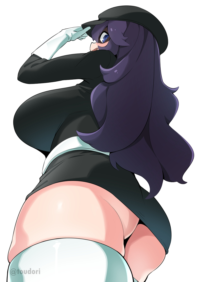 1girls, alternate breast size, alternate costume, ass, big ass, breasts, cap, corruption, cosplay, enemy conversion, female, game freak, hex maniac, large breasts, long hair, miniskirt, nintendo, pokemon, purple hair, revealing clothes, skirt, team rocket, team rocket uniform, thick thighs, thighs, toudori