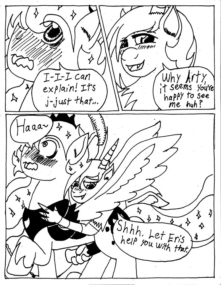 blush cardstock comic discord_(mlp) equine erection eris_(mlp) friendship_is_magic genderbend hair horse my_little_pony pony prince_artemis_(mlp) princess_luna_(mlp) rule_63 smile straight_hair the1king