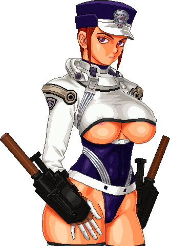 1girls atlus brown_eyes brown_hair groove_on_fight large_breasts power_instinct solis_r8000 solo source_request tagme transparent_background underboob warnerc