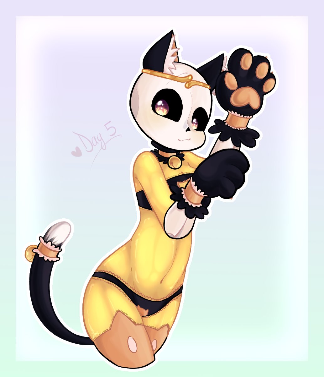 :3 black_ears black_panties black_tail breasts cat_ears cat_suit cat_tail dream_sans dream_sans_(fan_character) dreamtale dreamtale_(undertale_fanfiction) dreamtale_au panties sans skeleton thighs undertale yellow_body yellow_eyes