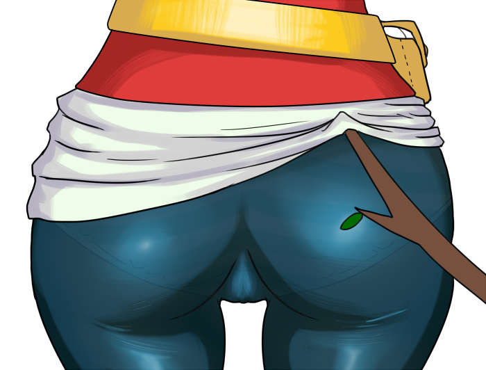 a- ass ass_focus cameltoe may_(pokemon) pokemon pokemon_rgby see-through shorts stick transparent_background