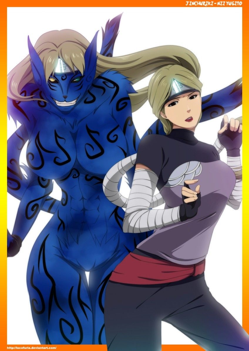 big_breasts blue_skin cat_ears cat_girl deviantart_username feline_humanoid hairy_pussy huge_breasts locofuria matatabi_(naruto) monster_girl naruto naruto_(series) naruto_shippuden nii_yugito ninja power_up transformation