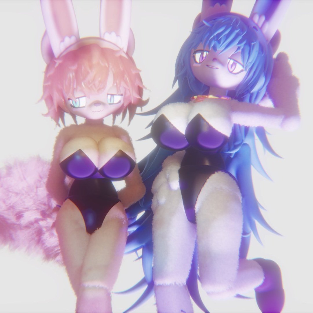 anthro avril big_breasts blue_hair bunnysuit doll_joints dreams furry sara sarafamily thmxnsfw white_fur