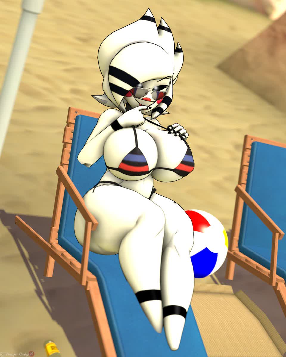 1girls, 3d, 3d (artwork), alternate version available, beach, beach ball, bikini, breasts, cally3d, clazzey, cryptiacurves, fazclaire's nightclub, female, female only, five nights at freddy's, five nights at freddy's 2, fnaf, fredina's nightclub, lifeguard, looking at viewer, marie (cally3d), marie (cryptia), marionette (fnaf), puppet (cally3d), puppet (fnaf), scottgames, smile, smiling at viewer, solo, solo female, sunglasses, thick thighs, thighs