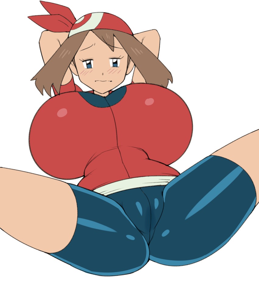 1girls, alternate breast size, breasts, brown hair, busty teenager, clothed, clothing, female, female only, grey impact, huge breasts, huge tits, human, human only, may (pokemon), nintendo, pokemon, pokemon rse, solo, solo female, teenage female, teenager, top heavy, young
