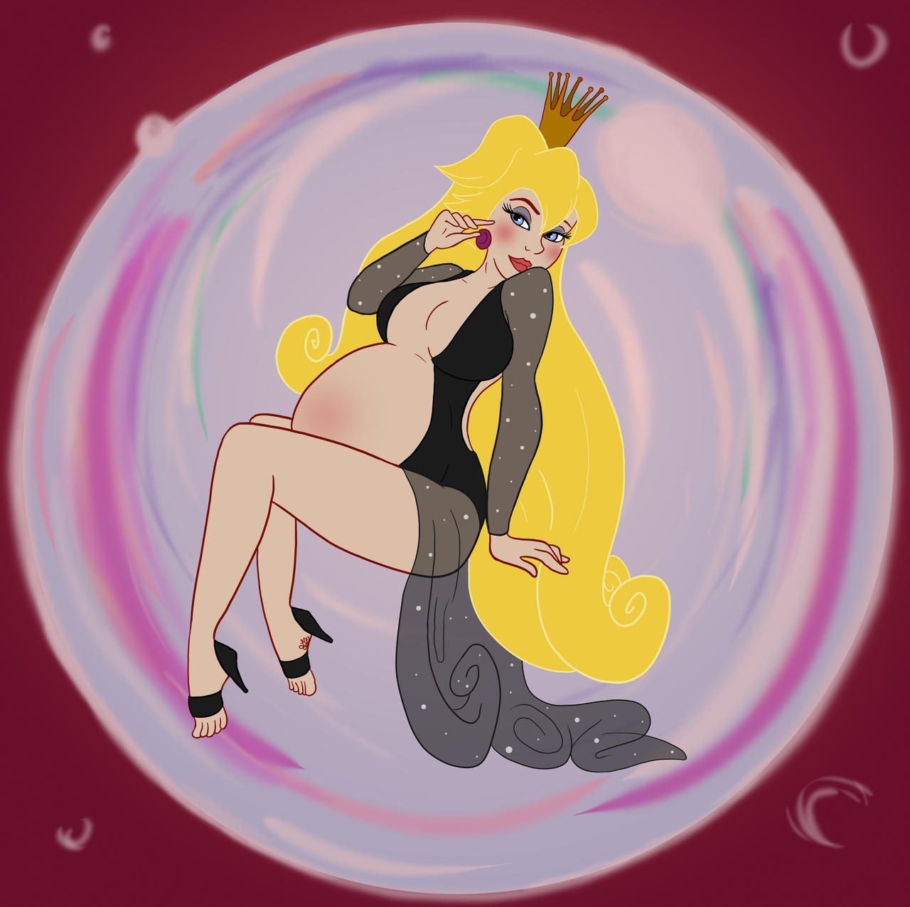 1girls belly big_belly blonde_hair breasts dragon's_lair female pregnant princess_daphne soft-circles