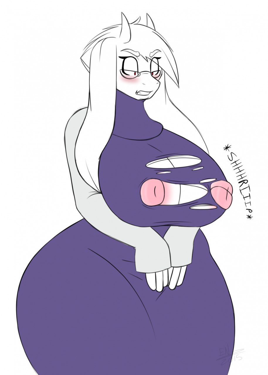 1girls big_breasts blush breasts clothed clothing ensayne female fur furry furry_only glasses goat goat_ears goat_horns hair large_breasts nipples no_bra ripped_clothing solo thick_thighs toriel torn_clothes torn_clothing undertale undertale_(series) wardrobe_malfunction wide_hips