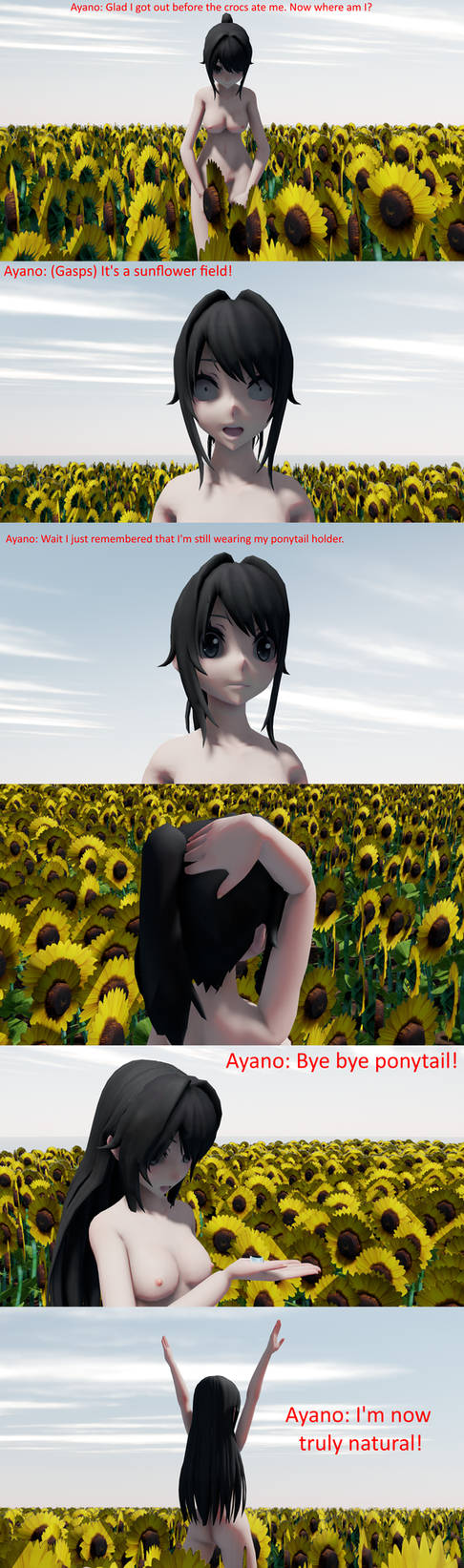 ayano_aishi breasts casual completely_nude completely_nude_female female human lowres mlplottery mmd nude nudist pale_skin public story sunflower yandere yandere-chan yandere_simulator yanderesim yansim