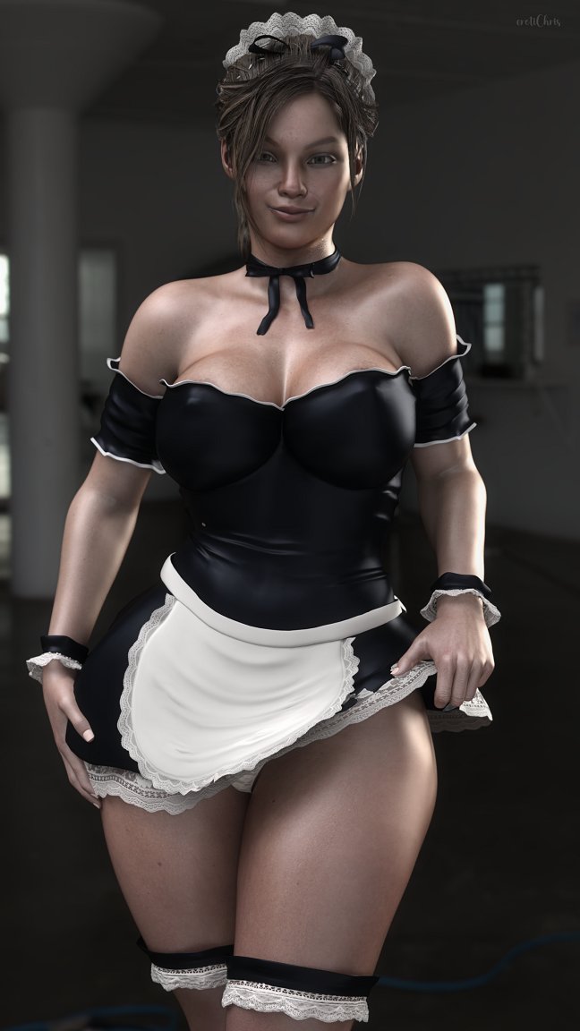 1girls, 3d, big breasts, breasts, busty, capcom, cga3d, claire redfield, claire redfield (jordan mcewen), cleavage, curvaceous, curvy, curvy female, curvy figure, erotichris, female, female focus, hourglass figure, maid, maid apron, maid headdress, maid outfit, maid uniform, resident evil, resident evil 2, resident evil 2 remake, solo, solo female, standing, tagme, thick thighs, wide hips