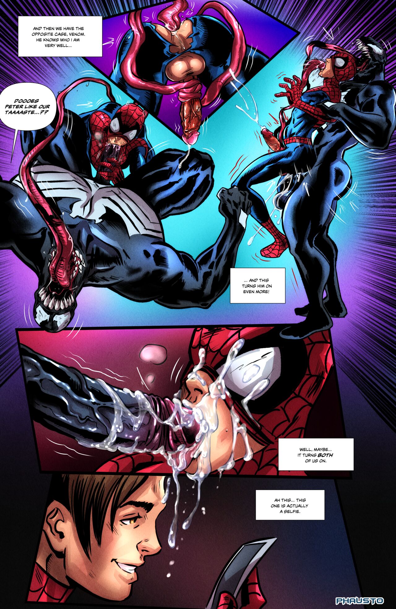 2boys blowjob eddie_brock ejaculation_while_penetrated erect_while_penetrated facial gay human human_on_humanoid humanoid interspecies interspecies_yaoi male male/male male_only male_penetrated marvel marvel_comics penetration peter_parker phausto rape rape_face raped spider-man spider-man_(series) straight_hair tentacle ultimate_spider-man_(comic) venom_(marvel) yaoi