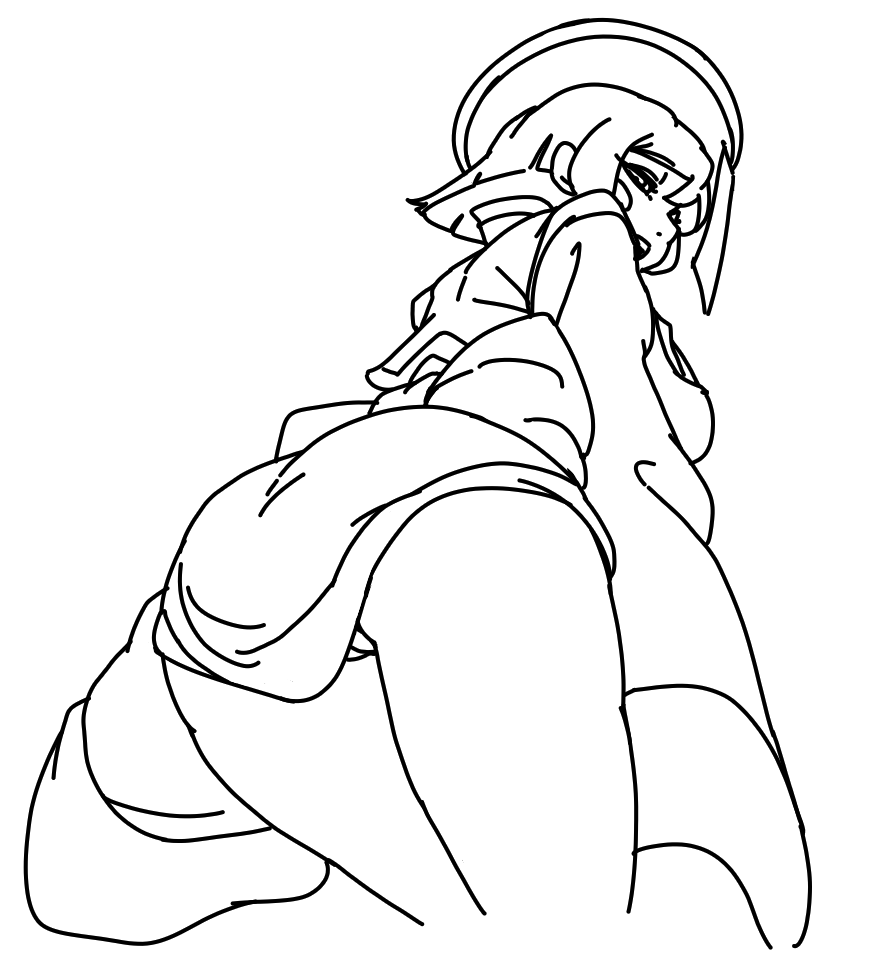 1girls ass beecon123 clothing darkstalkers hat hsien_ko jiangshi lei-lei lei_lei mostly_clothed no_panties pussy sketch small_breasts solo tagme