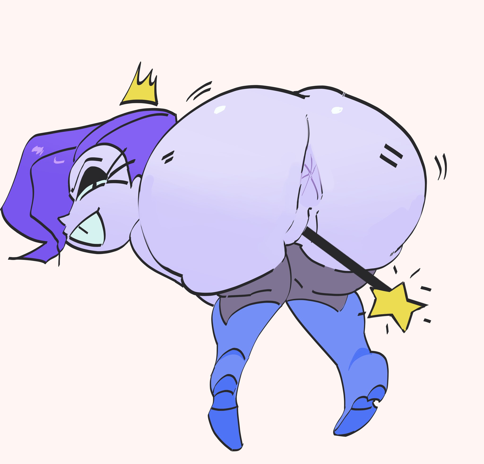ass, brandy-lynn, buckteeth, child bearing hips, female, jiggling ass, looking at viewer, looking back, mooncheez3, nickelodeon, purple hair, purple skin, pussy, shaking ass, shaking butt, shortstack, smirk, straight hair, the fairly oddparents, twerking, vaginal penetration, wand