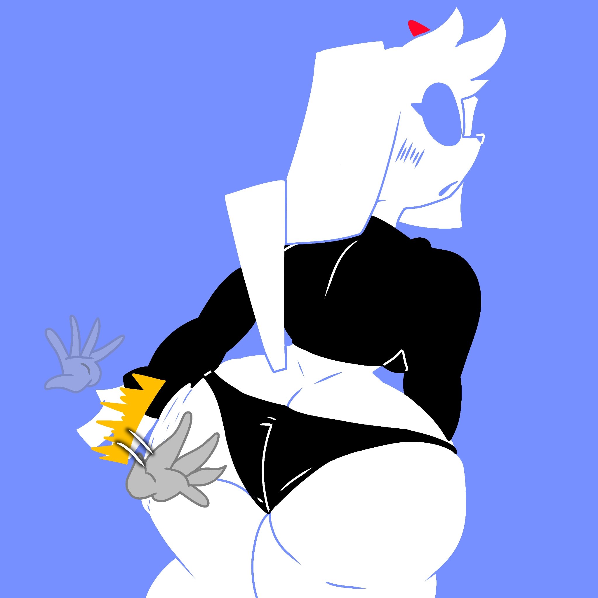 alanrapado, ass, ass cleavage, ass crack, big ass, black panties, black topwear, blush, bubble ass, bubble butt, butt crack, clothed, clothing, clyde (discord), discord, discord (app), dork boi, lewd dorky, no outlines, panties, spanked, tagme, tail, thick thighs, wide hips