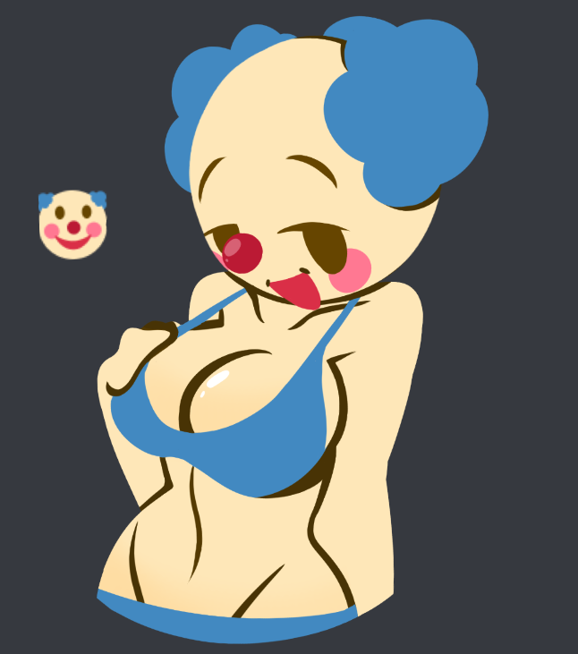 almost_naked blue_bra blue_hair blush bra breasts clown clown_emoji emoji emoji_(race) female jace_the_funny jacefunny meme mob_face no_outlines panties smile