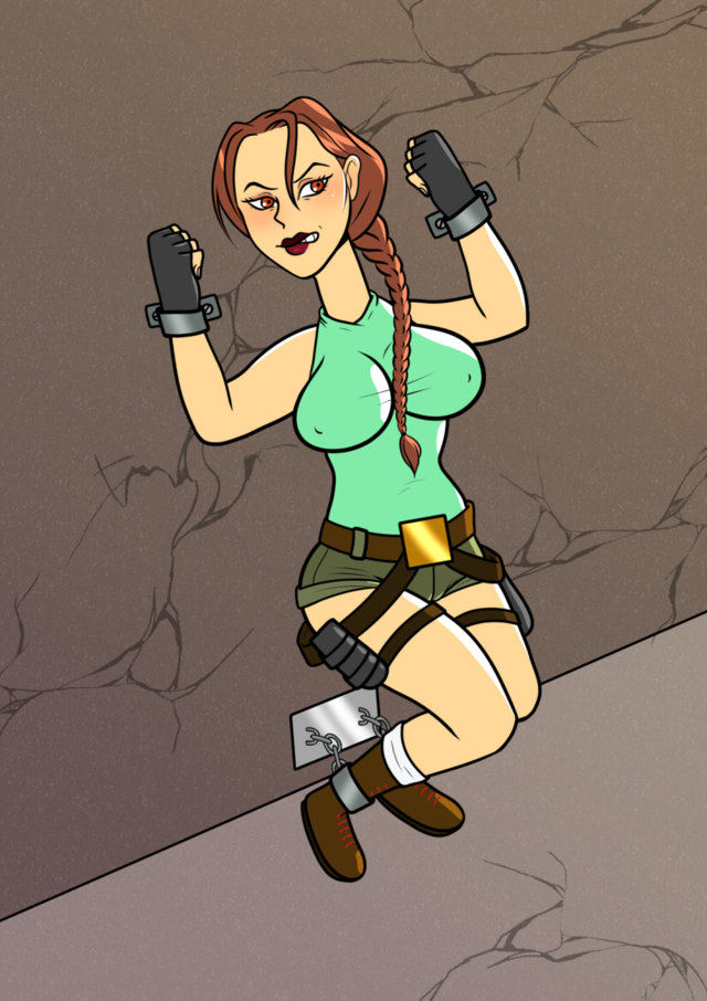 chained_to_wall have_to_pee lara_croft lara_croft_(classic) nipple_bulge omorashi omorashi_jones shackles tomb_raider