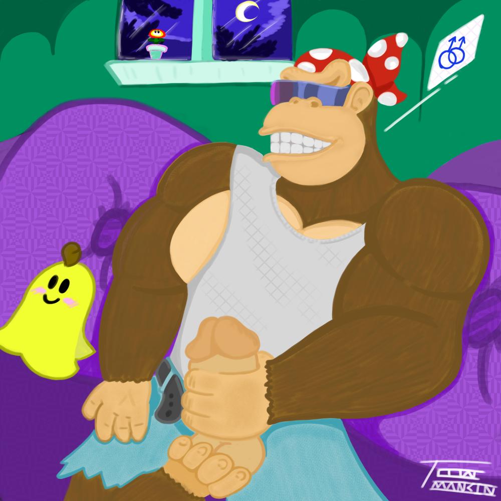 1boy anthro ape balls bandana bara breasts clothed clothing digital_media_(artwork) donkey_kong_(series) erection eyewear funky_kong fur gay genitals gorilla haplorhine kerchief male male_only mammal muscular muscular_male nintendo pecs penis primate signature smile solo sunglasses tagme toonmansion video_games