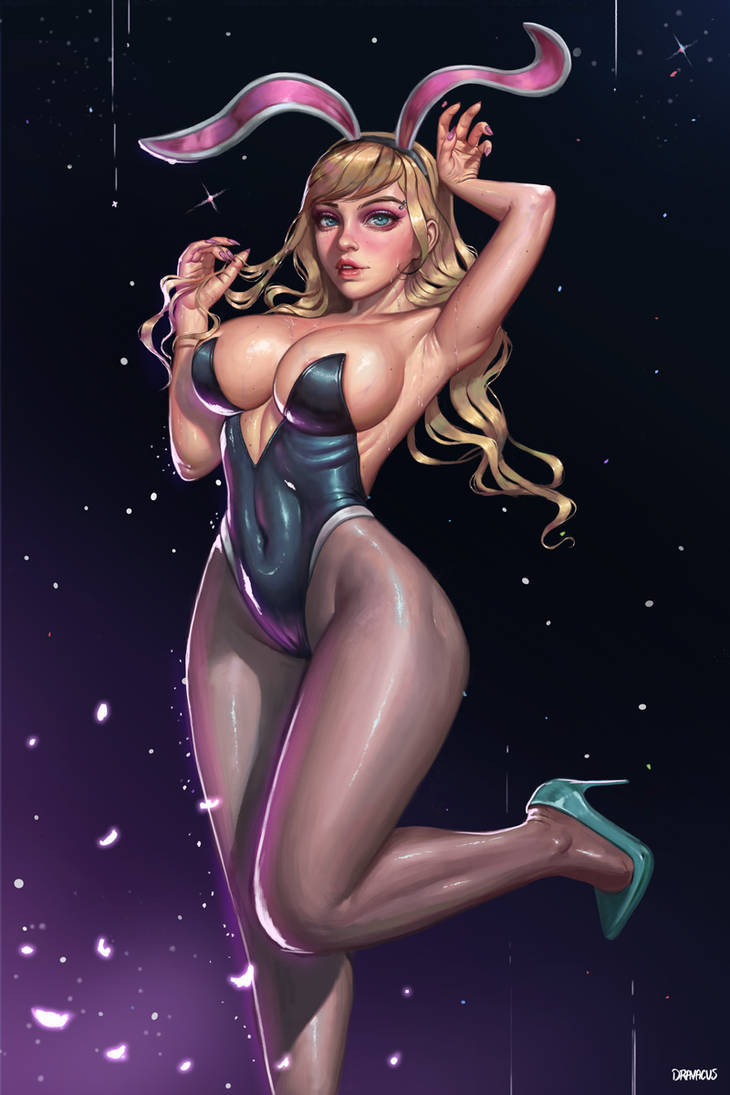 big_breast bunny_ears bunny_girl bunnysuit cleavage dravacus female female_only fully_clothed gwen_stacy high_heels legwear leotard marvel marvel_comics revealing_clothes skimpy_clothes spider-gwen tight_clothing