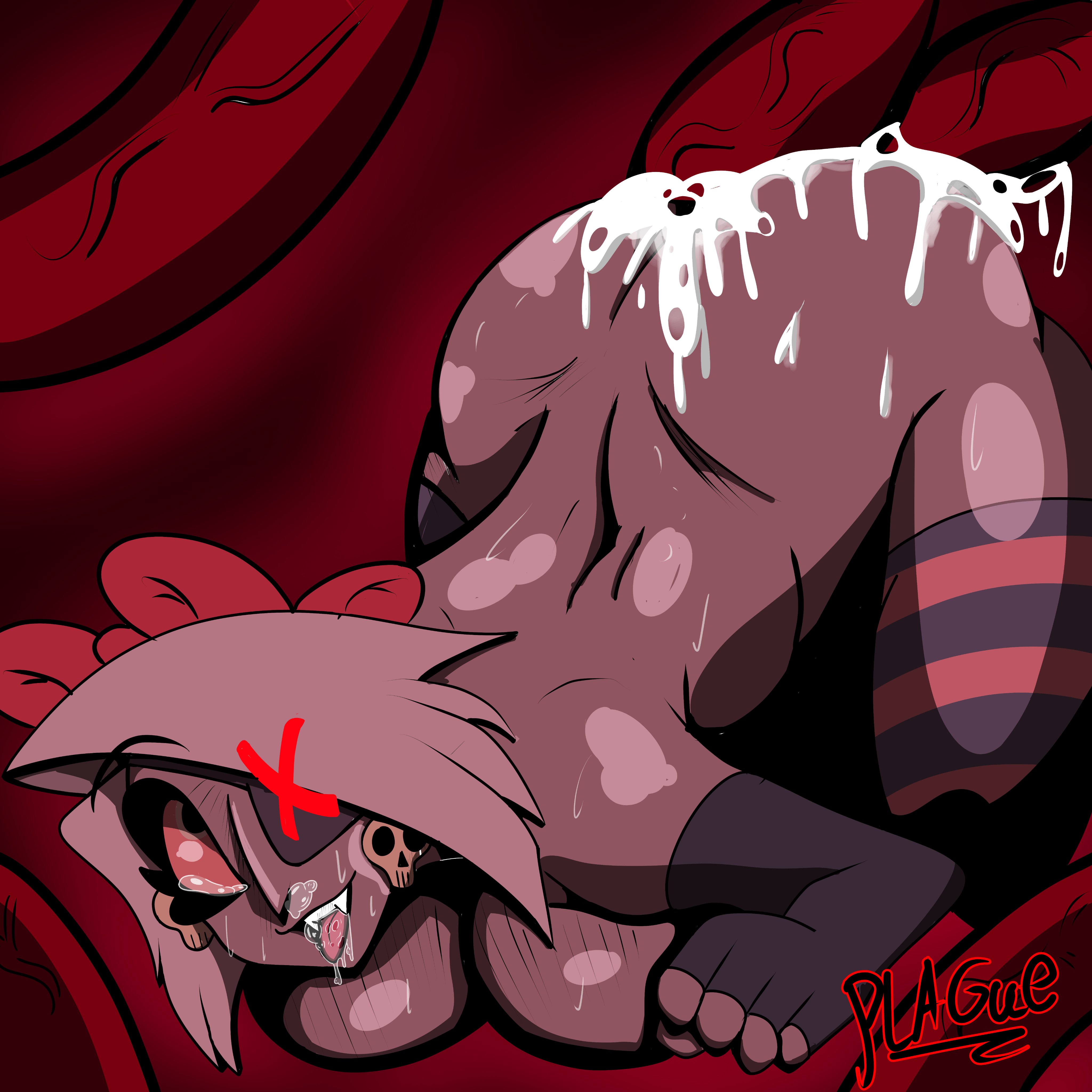 1girls, ahe gao, ass, ass up, bent over, big breasts, breasts, cleavage, cum, cum inside, cum on ass, demon, demon girl, drooling, eyepatch, fat ass, female, female focus, fingerless gloves, fucked silly, grey skin, hazbin hotel, latina, light skin, light-skinned female, looking pleasured, nude, nude female, pale skin, pale-skinned female, sharp teeth, smooth skin, striped legwear, sweat, sweating, tears of pleasure, tentacle, tentacle sex, tentacles, theplagueart, thick ass, thick thighs, thighhighs, tongue, tongue out, vaggie (hazbin hotel), white hair