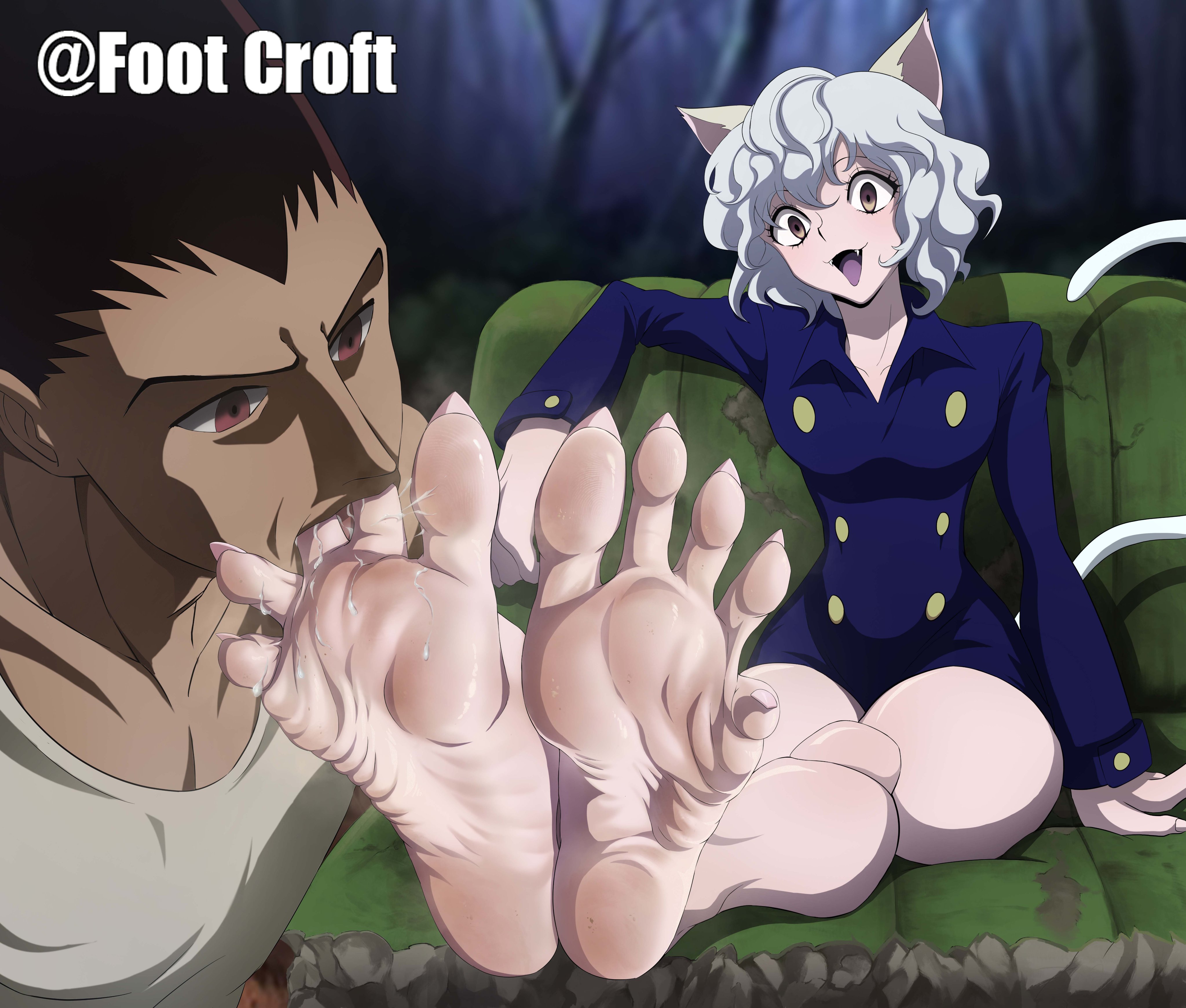 feet, foot fetish, foot focus, footcroft, gon freecss, hunter x hunter, neferpitou, sucking toes