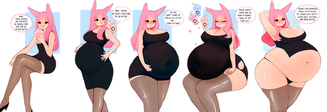 bbw big_belly dress fat iggy_(instant_girl) instant_girl lowres overweight overweight_female small_clothes weight_gain