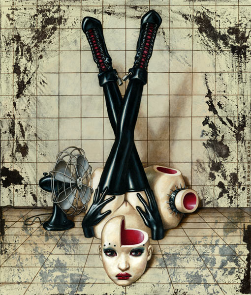 art choker electric_fan gloves latex mannequin object_focus pussy thighhighs trevor_brown upside-down weird_art what