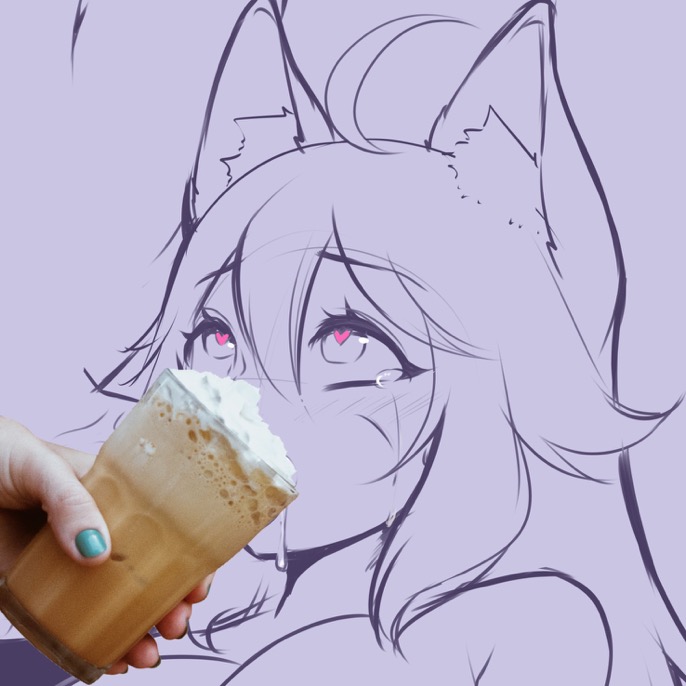 ahoge, black and white, blowjob, censored, censored penis, drawing, drooling, female, fox, fox ears, fox girl, heart, heart-shaped pupils, love, male, nayami chan, nayami chan (artist), no color, peachfox, penis, tears, tears of joy, tears of pleasure