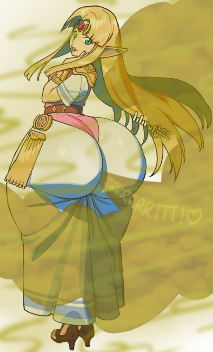 1girls alternate_version_available ass_in_dress big_ass big_butt blonde_hair blue_eyes breasts bubble_butt dress fart fart_fetish farting female huge_ass hylian jewelry lilirulu long_hair looking_at_viewer looking_back pointy_ears princess_zelda smelly_ass solo super_smash_bros. super_smash_bros._ultimate the_legend_of_zelda tight_clothing tight_dress zelda_(a_link_between_worlds)