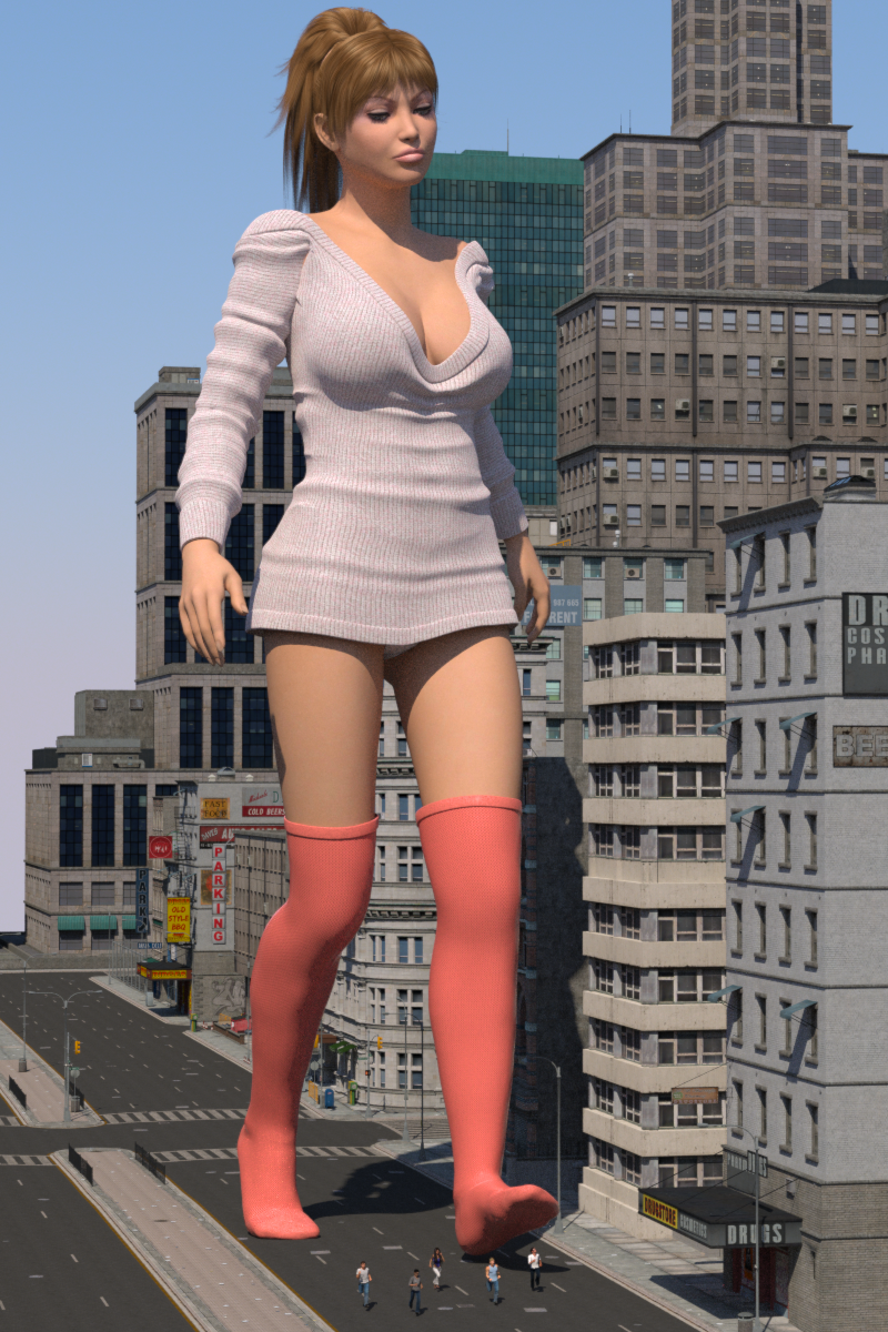 1girls 2010s 2013 big_breasts boomgts breasts city commission female female_focus giant_female giantess kneesocks light-skinned_female light_skin