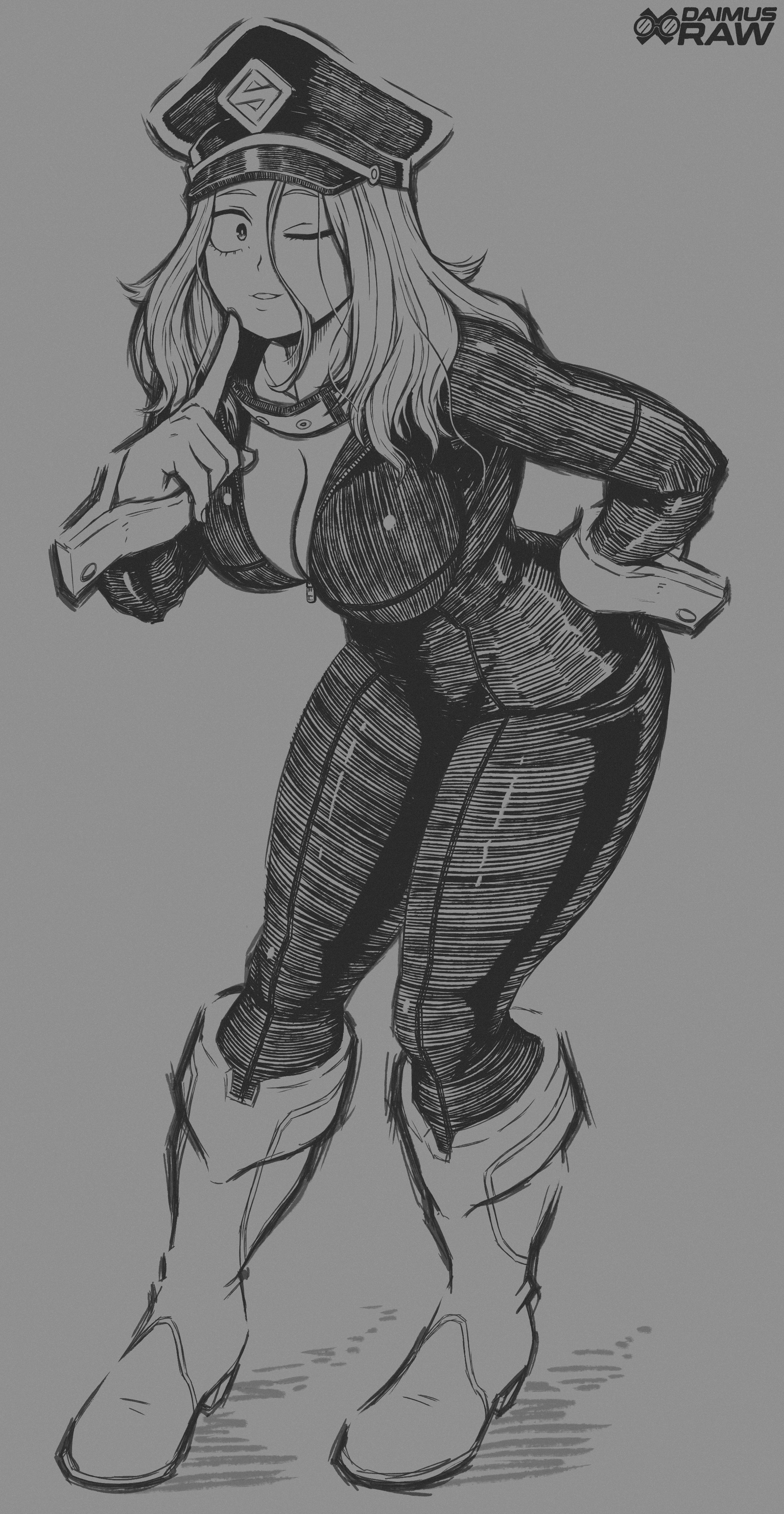 big breasts, black suit, bodysuit, boku no hero academia, boots, breasts, camie utsushimi, daimusraw, female, hero outfit (mha), my hero academia, utsushimi camie