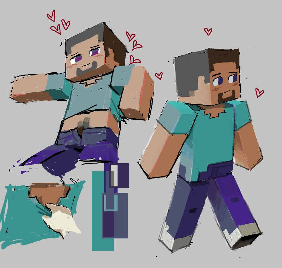 bulge male_only minecraft pulling_down_pants revealing_clothes steve_(minecraft) worm_(artist)