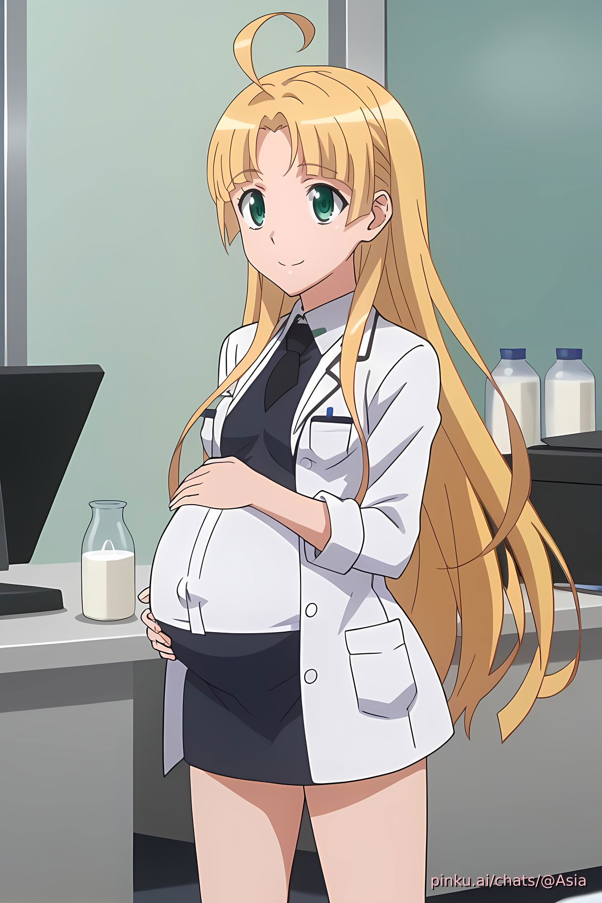 ai_generated asia_argento doctor doctors_office high_school_dxd lactation lv99slime milk pregnant pregnant_female