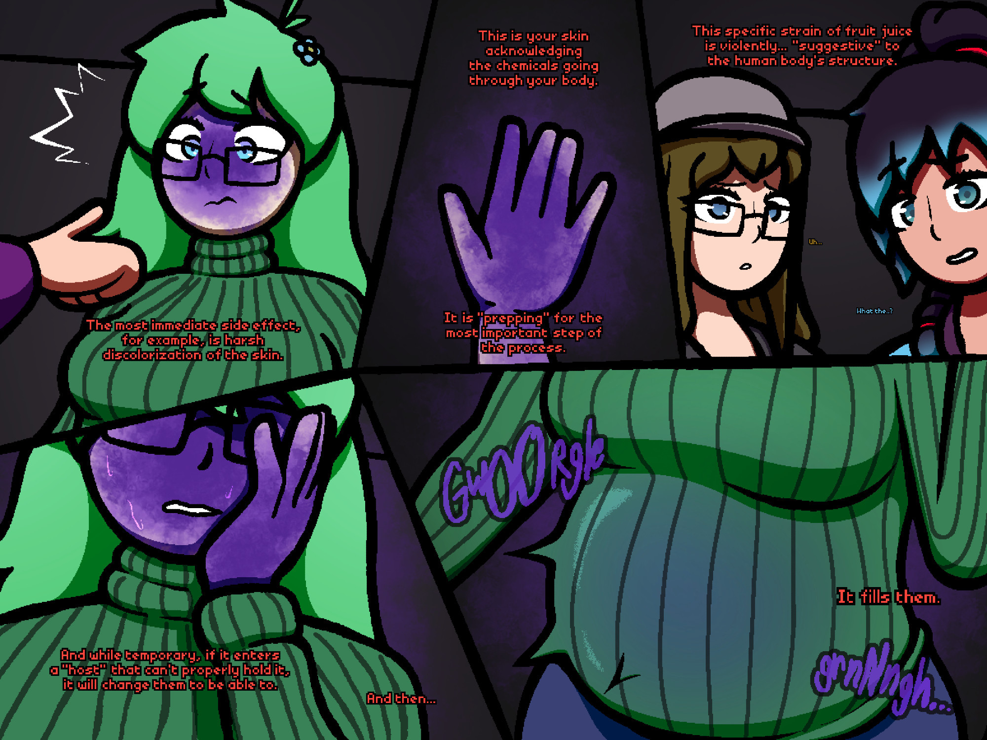 big breasts, blueberry inflation, breasts, female, glasses, huge breasts, inflation, sinflative, skin turning blue, spherical inflation, tagme, thick thighs, wide hips