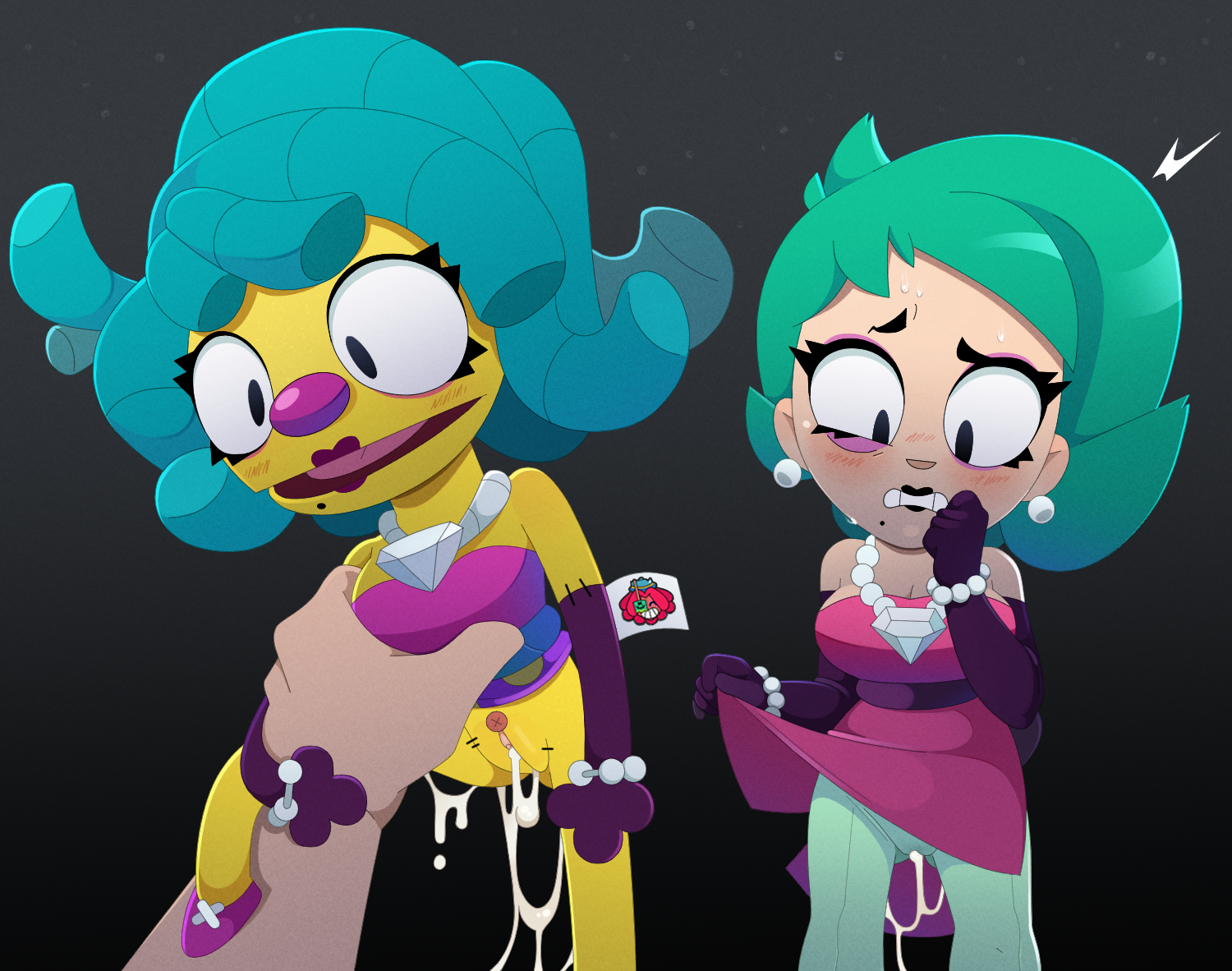 alternate version available, biocrine, brawl stars, clothing, cum, cum inside, female, human, juju (brawl stars), lola (brawl stars), loopy lola (brawl stars), male, pale skin, pussy, supercell, uncensored, vaginal, voodoo doll