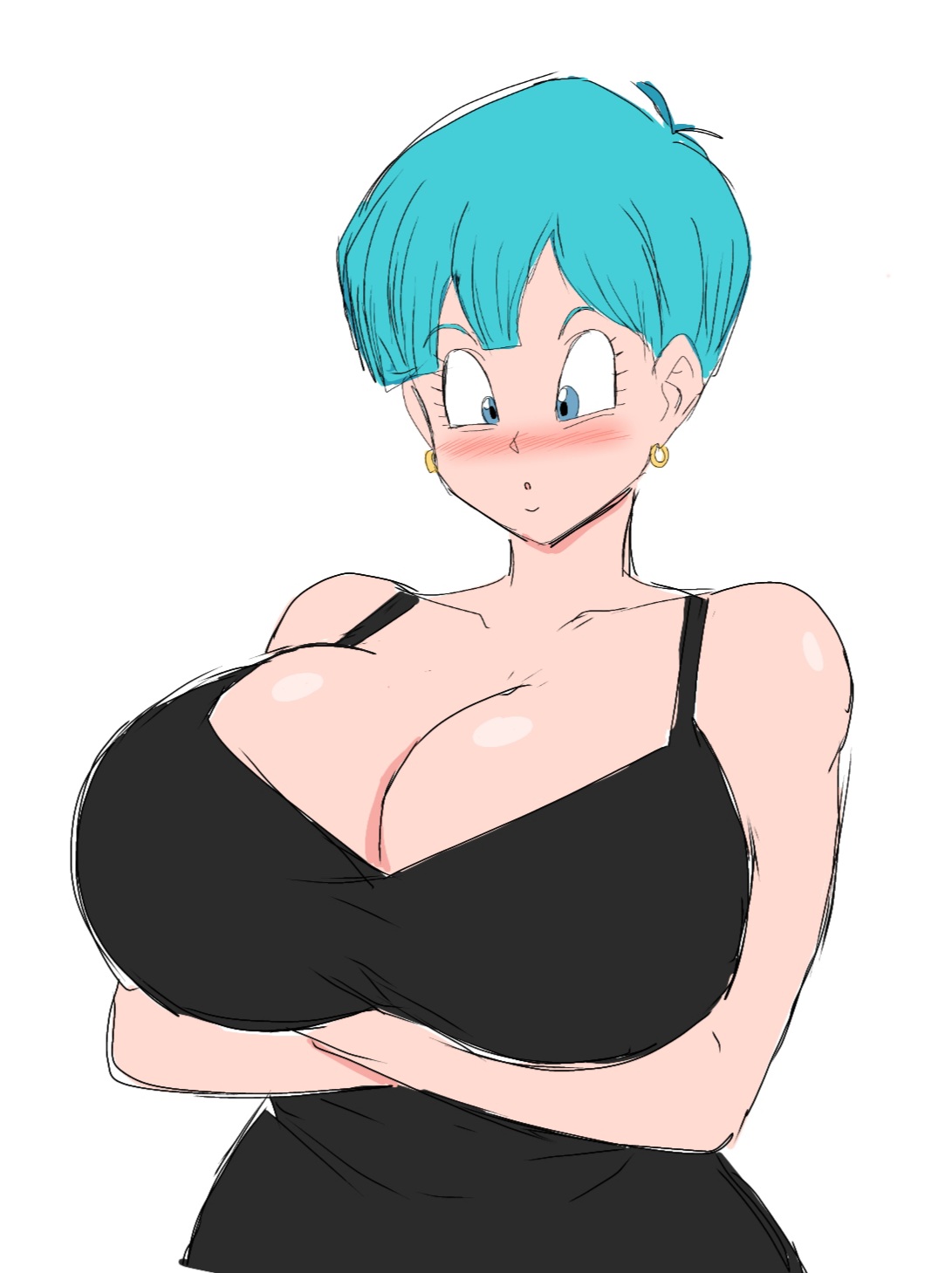 1girls, blush, blushing, bulma briefs, dragon ball, female, momiji (artist), solo, solo female