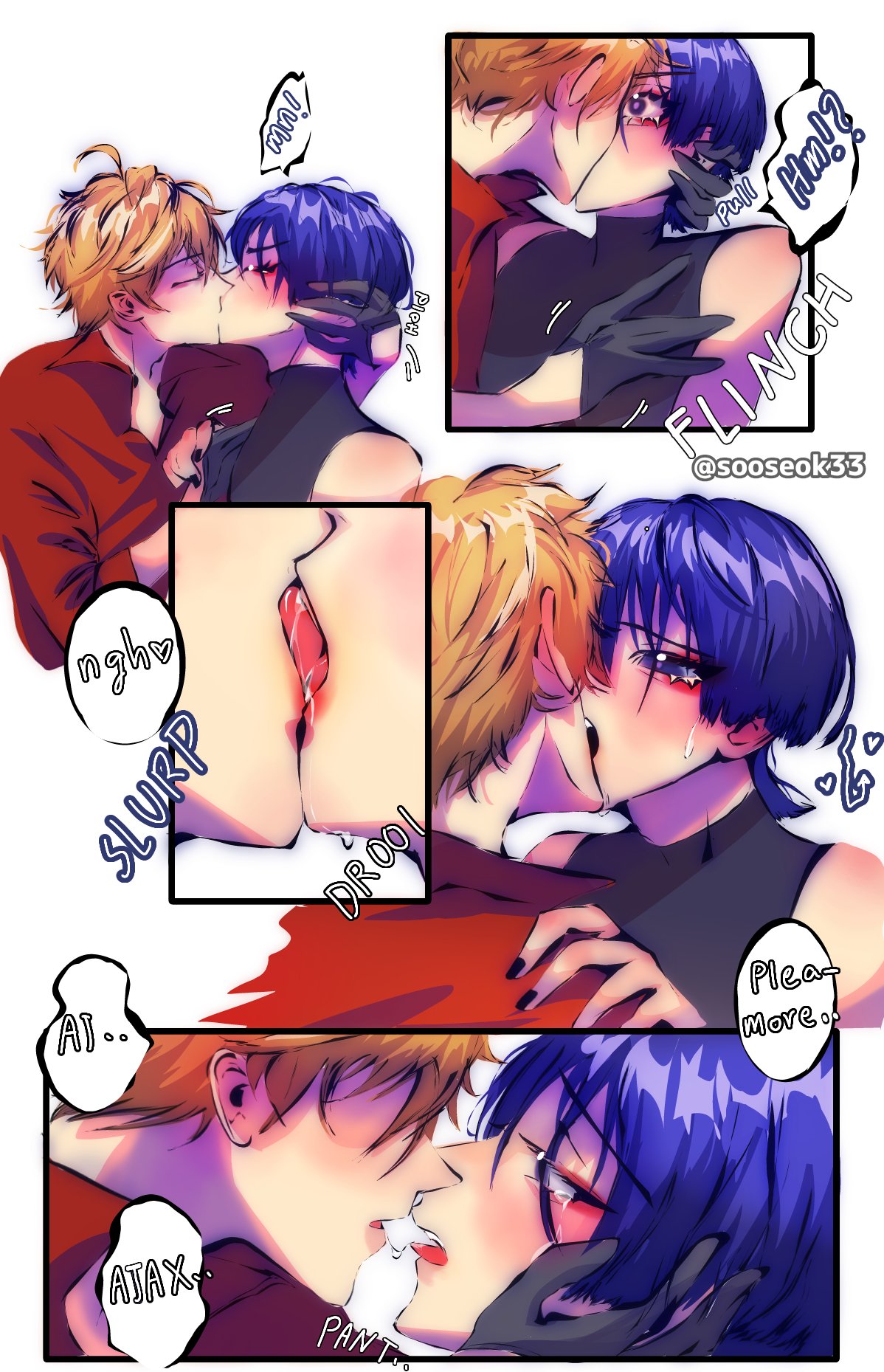 childe (genshin impact), genshin impact, ginger hair, kissing, male, male only, purple hair, scaramouche (genshin impact), tartaglia (genshin impact)