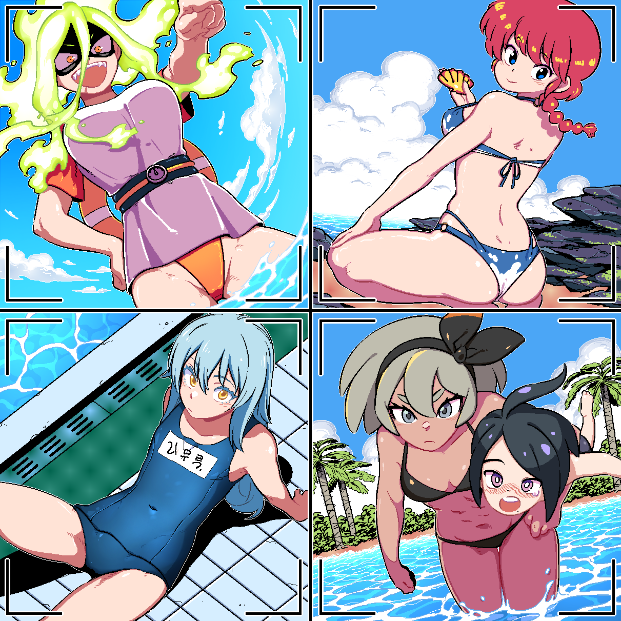 1:1 1boy 2021 4girls :/ ahoge allister_(pokemon) androgynous armpits ass bare_arms bare_shoulders barefoot bea_(pokemon) beach belt bikini black_bikini black_hair black_hairband blue_bikini blue_eyes blue_hair blue_swimsuit blush braid breasts burnin_(my_hero_academia) bush cameltoe canon_genderswap carrying character_name cleavage clothing cloud covered_navel crossover dark-skinned_female dark_skin dress embarrassed eyebrows_visible_through_hair feet female female_focus fiery_hair fire flaming_hair genderswap_(mtf) green_fire green_hair grey_eyes grey_hair hair_between_eyes hairband hand_on_hip hand_on_knee highres holding_object innertube kamiji_moe kingbawoon kneeling large_breasts leaning_back leaning_forward long_hair looking_at_viewer looking_back male mask matching_hair/eyes medium_breasts moe_kamiji mole mole_under_mouth multiple_girls my_hero_academia navel nintendo o-ring o-ring_bikini ocean one-piece_swimsuit onion_(pokemon) open_mouth orange_eyes orange_swimsuit outdoors palm_tree partially_submerged pixel_art pointing pokemon pokemon_ss ponytail pool purple_eyes ranma-chan ranma_1/2 ranma_saotome red_hair rimuru_tempest rule_63 sand school_swimsuit seashell seiza sharp_fingernails sharp_teeth short_dress short_hair short_ponytail shy single_braid sitting sky small_breasts smile soles swim_trunks swimsuit swimsuit_under_clothes swimwear tears teeth tensei_shitara_slime_datta_ken text thick_thighs thigh_gap thighs tied_hair tight_clothing toes tree water white_dress yellow_eyes