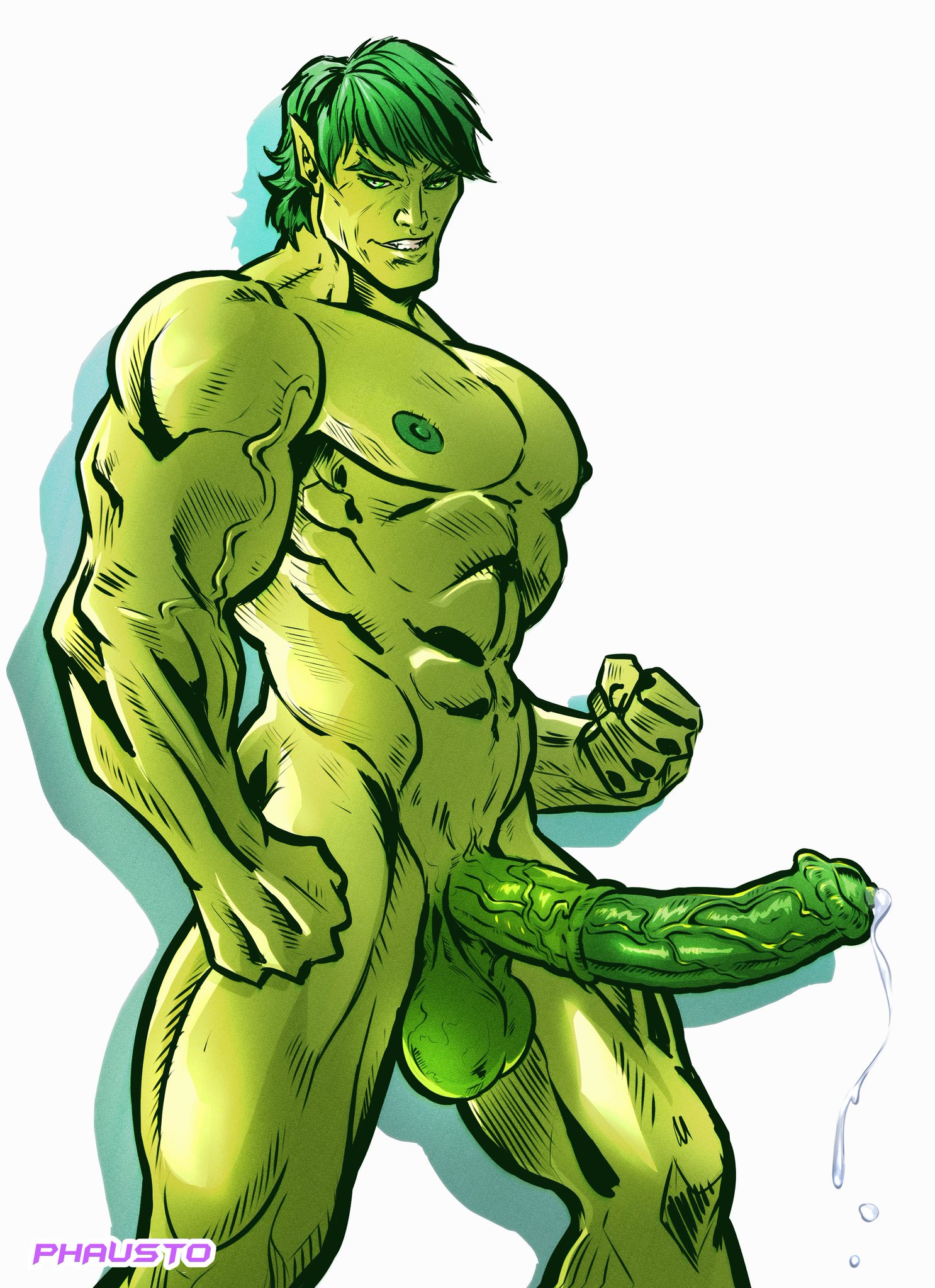 1boy, balls, beast boy, big penis, boner, dc, dc comics, erect penis, erection, garfield logan, gay, gay male, green hair, green nipples, green skin, hard on, horsecock, huge biceps, huge cock, human with animal genitalia, human with horsecock, male, male only, muscles, muscular, muscular male, nipples, nude, penis, phausto, precum, precum drip, solo, solo male, veiny penis, yaoi