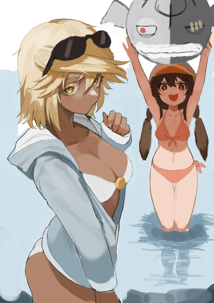 artist request, big breasts, bikini, breasts, chocolate and vanilla, female, guilty gear, may (guilty gear), ramlethal valentine, thick thighs